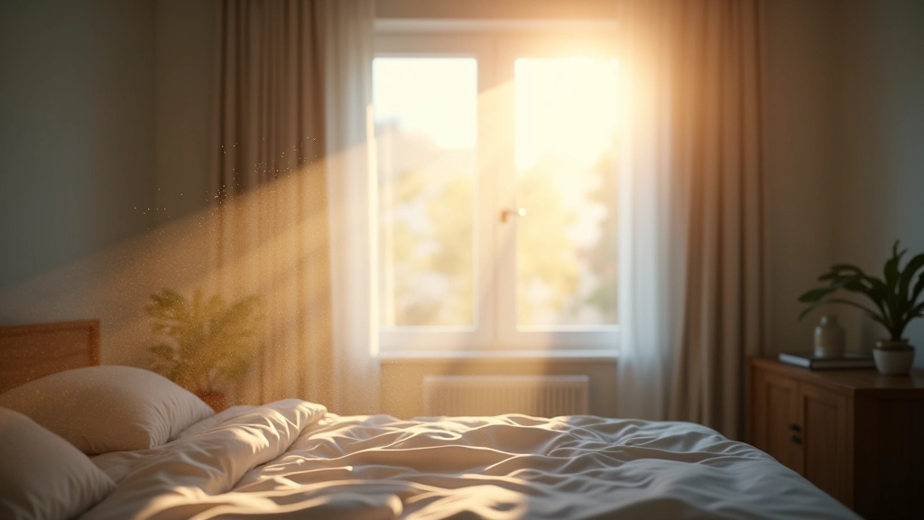 Cross-section diagram showing air circulation patterns in a typical bedroom with furniture and window