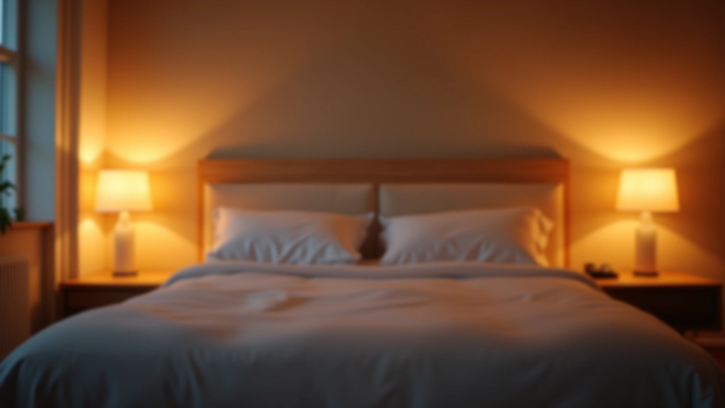 Warm layered lighting in bedroom with bedside lamp, overhead dimmer, and soft wall sconces creating adjustable ambiance
