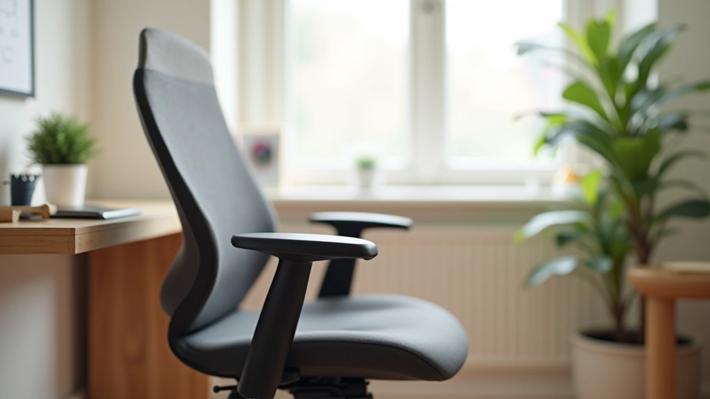 Modern ergonomic office chair with visible lumbar support and adjustable armrests in professional setting
